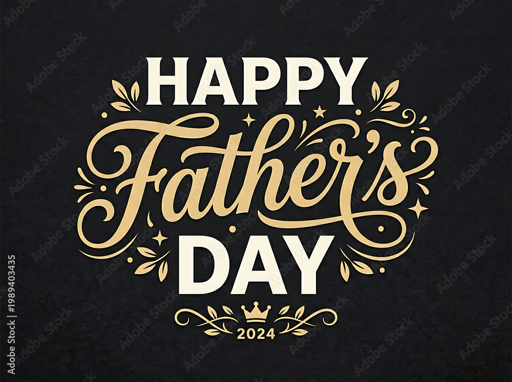 Obraz premium Happy father's day celebrating dad with beautiful calligraphy floral designs