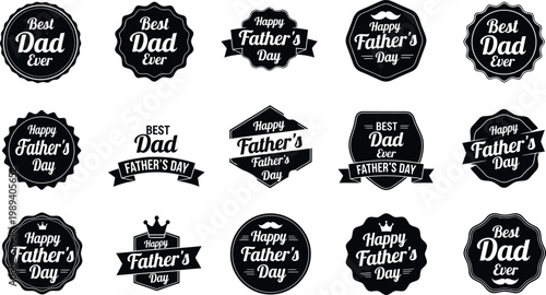 Father's day badges labels collection isolated on transparent background