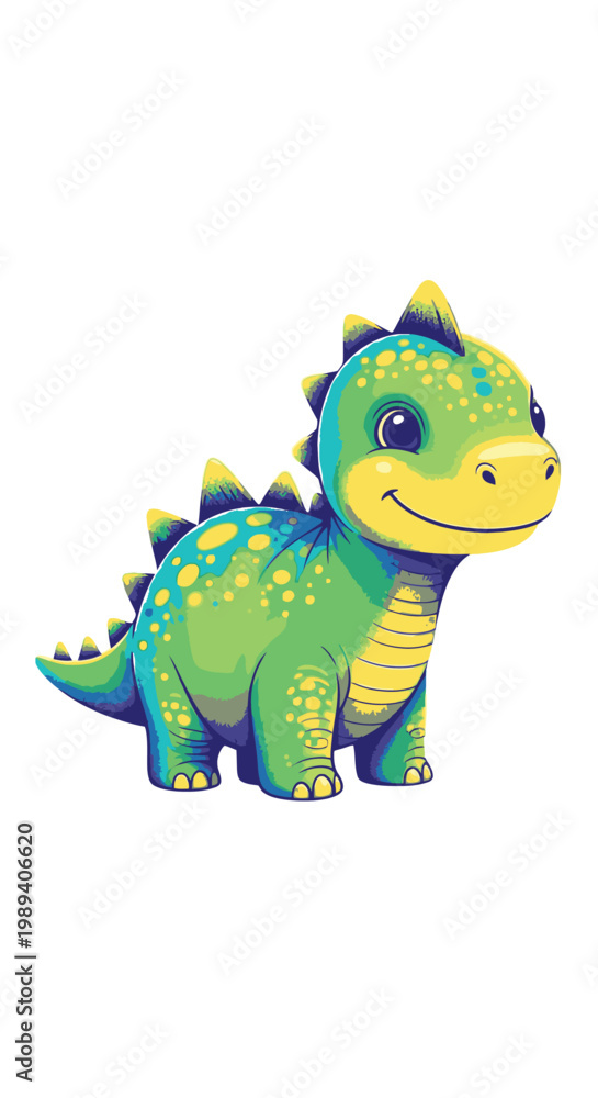 Obraz premium Smiling green dinosaur toy figure standing.