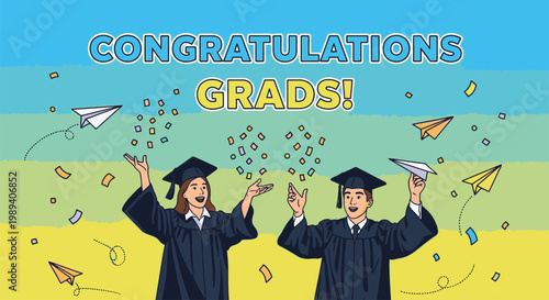 Two young men celebrating graduation day.