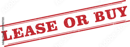 Lease Or Buy Red Rectangular Stamp White Text Vector Icon