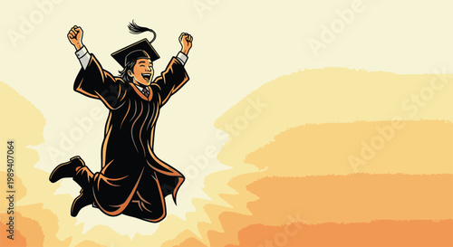 Young adult male graduate in cap.