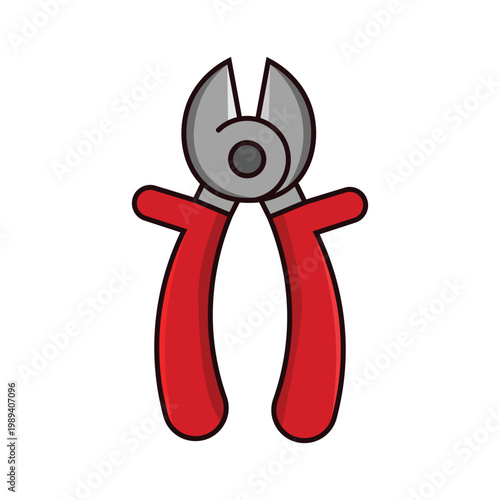 Pliers tool with red and black grips on a white background vector illustration