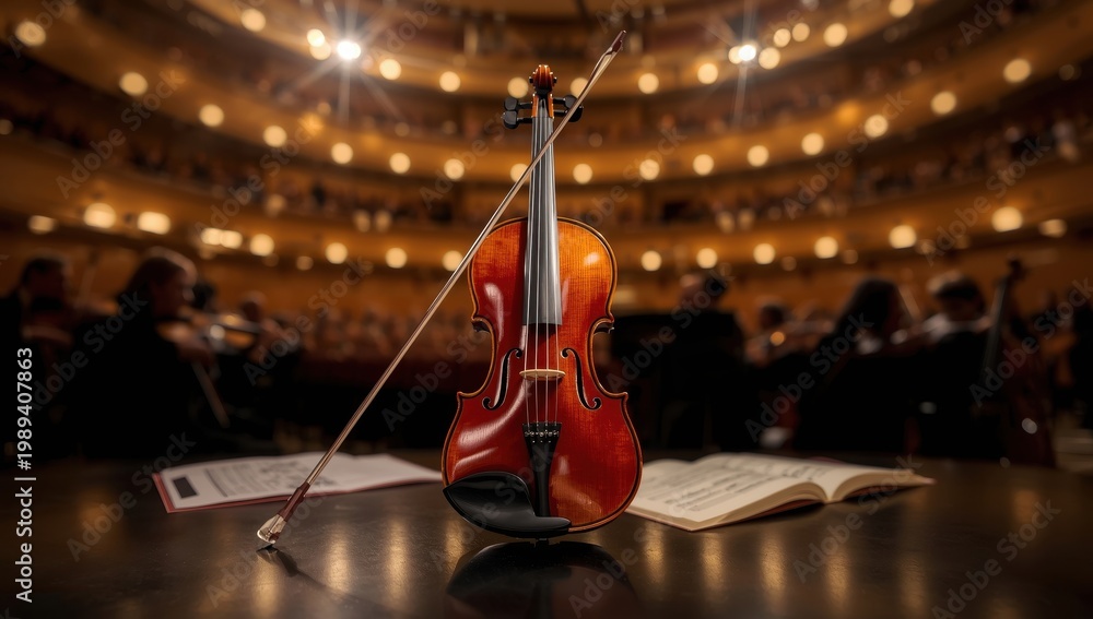 Fototapeta premium The violin, a string instrument, is played by bowing. It has four strings (G 3-D 4-A 4-E 5) tuned at perfect fifths, with G as the lowest note.
