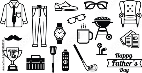 Father's day collection isolated icons on transparent background