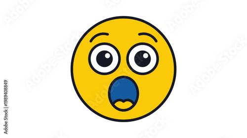 Surprised Face Emoji Closeup View.