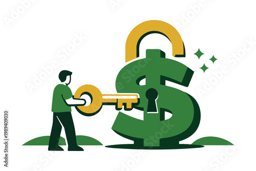 Unlocking financial opportunities with a golden key Vector