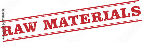 Raw Materials Red Rectangular Stamp White Text Vector Illustration Icon