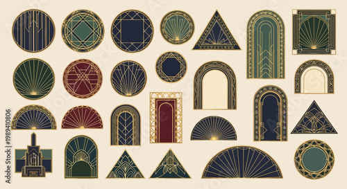 Art Deco Geometric Frames and Decorative Ornaments Collection