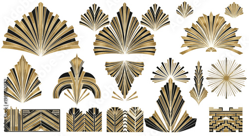 Art Deco Gold and Black Geometric Ornaments Collection