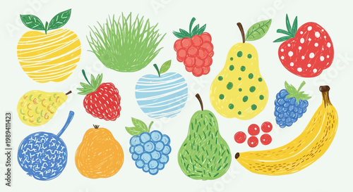 Hand Drawn Fruit and Berry Collection Set