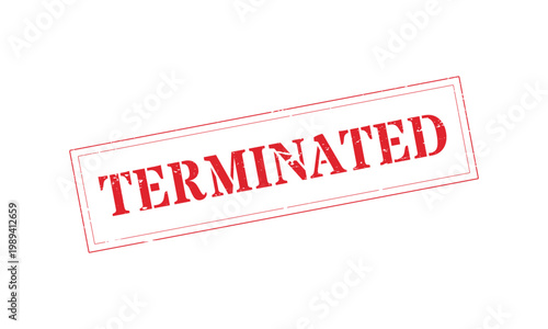 Terminated Red Rectangular Stamp White Text Vector Illustration Icon Design