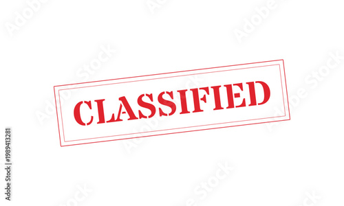 Classified Red Rectangular Stamp White Text Vector Illustration Icon Design