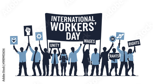 A group of people protesting with signs for international workers day