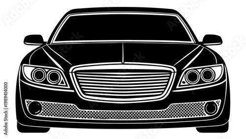 Modern Sedan Car Side Profile Silhouette Vector Icon Isolated on White