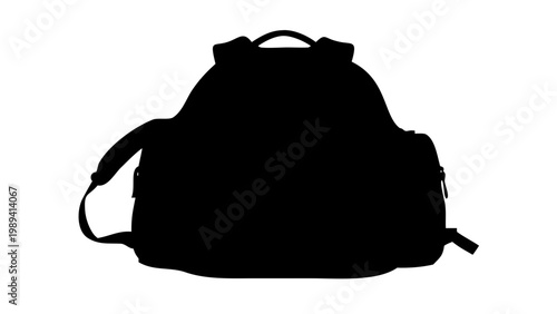 Minimalist School Backpack Silhouette Vector Icon Isolated on White Background
