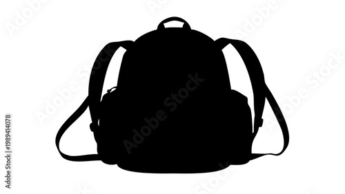 Minimalist School Backpack Silhouette Vector Icon Isolated on White Background