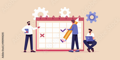 Team planning and scheduling with a large calendar and pencil