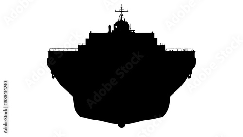 Large Cargo Ship Oil Tanker Silhouette Vector Icon Isolated on White
