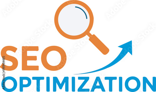 Creative logo representing seo optimization with a magnifying glass icon Vector, illustration