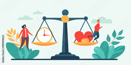 Balancing time and love a conceptual illustration of life s priorities