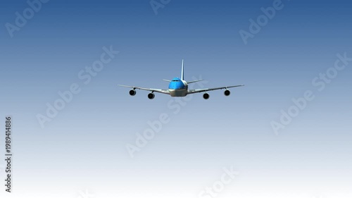 Airplane Flying High In Clear Blue Sky