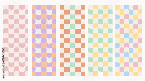 A collection of six vertically oriented patterned rectangles