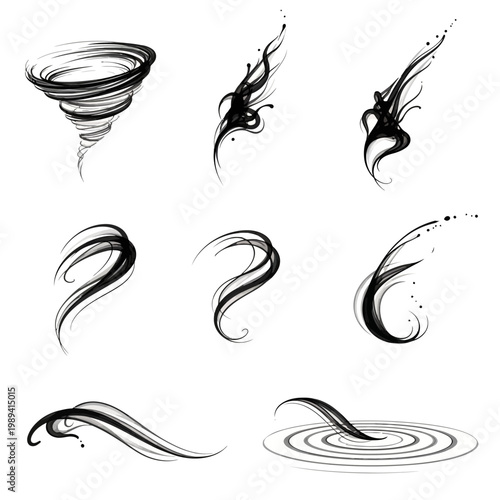 Abstract Monochromatic Tornado Halftone Vector Illustration