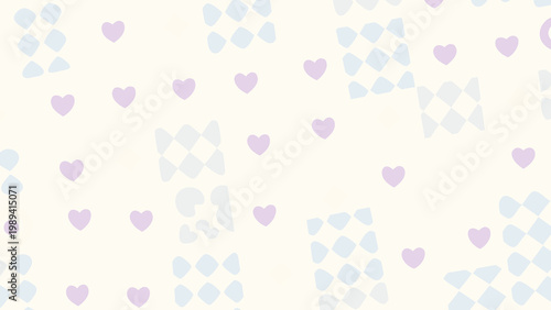 A pastel background featuring scattered hearts and bow tie shapes