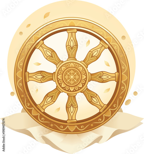 Dharma Wheel Buddhist Dharmachakra Design