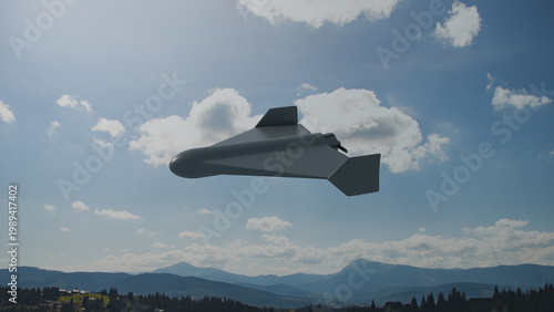 Unmanned aerial vehicle against the sky, 3D drone
