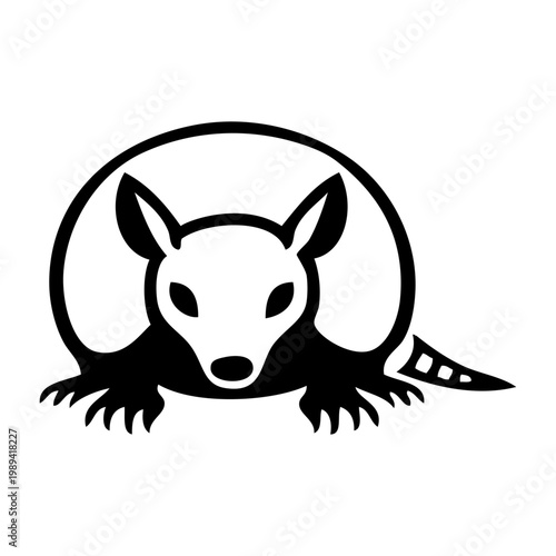 Logotipo con dibujo minimalista con líneas de un armadillo visto de frente
