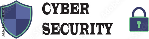 Graphic representation of cyber security with shield and lock icons Vector, illustration