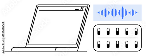 Digital audio production concept. Digital audio tools for sound editing, waveform visualization, and online processing. Digital audio in multimedia, streaming, podcasting, studios, creativity