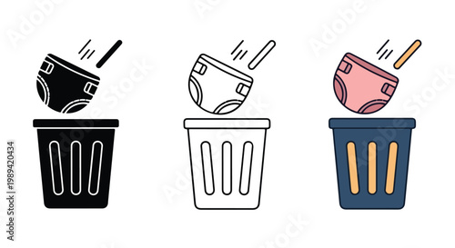 Three different colored disposable paper cups with black, white, and pink lids and chopsticks on a white background