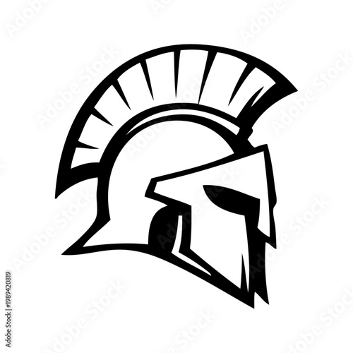 Logo casco de legionario romano. Icono con dibujo minimalista con líneas de un casco romano con penacho