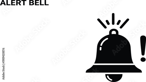 Black silhouette of an alert bell with an exclamation point