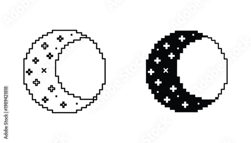 Pixel Art Moon Icons Retro Game Asset UI Interface Design