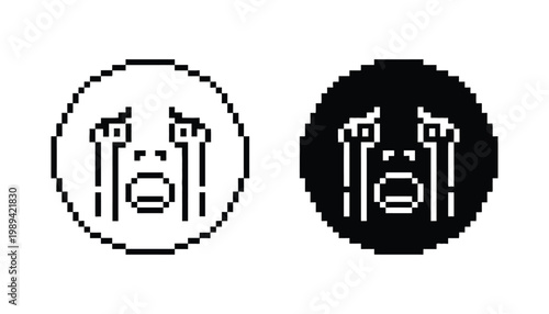 Pixel Crying Emoji Face Weeping Icon UI UX Graphic