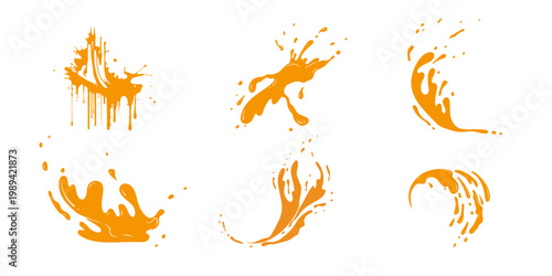 Honey Splashes Set, Isolated on White Background. Vektor