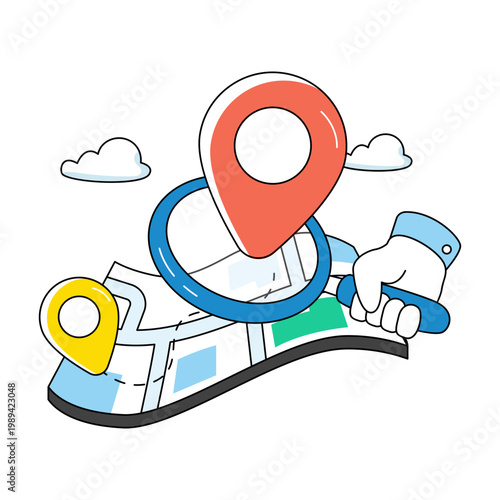 Conceptual doodle design icon of exploring map