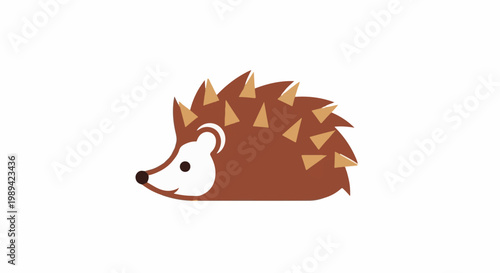 Stylized cartoon hedgehog with brown spikes on white background