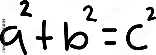 Handwritten Pythagorean Theorem Formula Illustration a2 + b2 = c2
