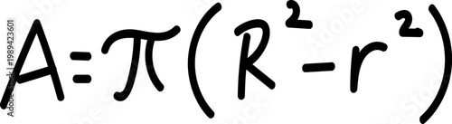 Handwritten Mathematical Formula for the Area of an Annulus Ring