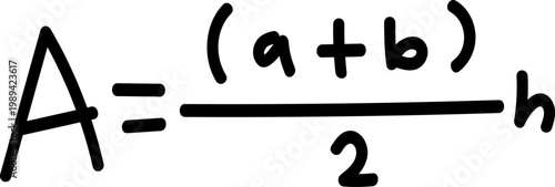 Handwritten Mathematical Formula for the Area of a Trapezoid