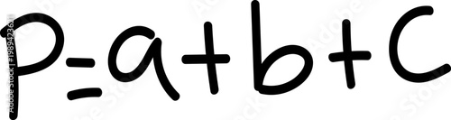 Handwritten Formula for the Perimeter of a Triangle P = a + b + c