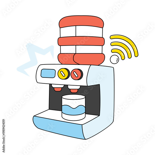 Conceptual doodle design icon of smart water dispenser 