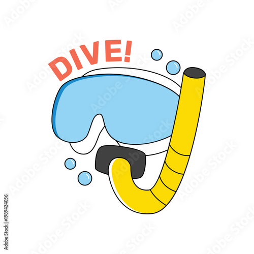 Oxygen pipe with goggles, icon of snorkeling mask