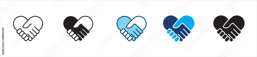 Foto Love handshake icon set