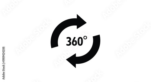 Circular arrows and numerical designation indicate a full rotation a black silhouette